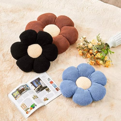 Kcvvcr Flower Throw Pillow, Soft Blue 17.7" Shaped Floor Pillow - Image 3