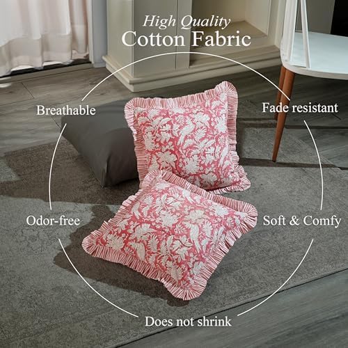 CPC Pink Coral Ruffle Throw Pillow Covers - Image 3