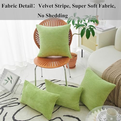 Home Brilliant Pillow Covers 16x16 Striped Velvet Cushion Covers - Image 2