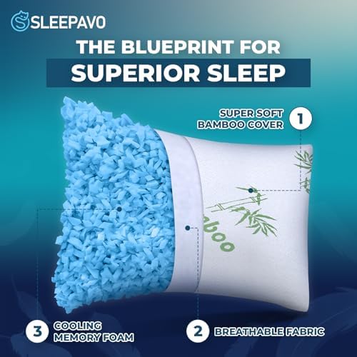 Sleepavo Adjustable Cooling Pillows Queen Size Set of 2 Pack - Image 3