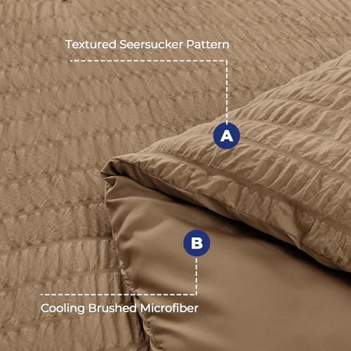 HYMOKEGE Brown Full Size Comforter Sets Seersucker 7 Pieces, All Season Luxury - Image 4