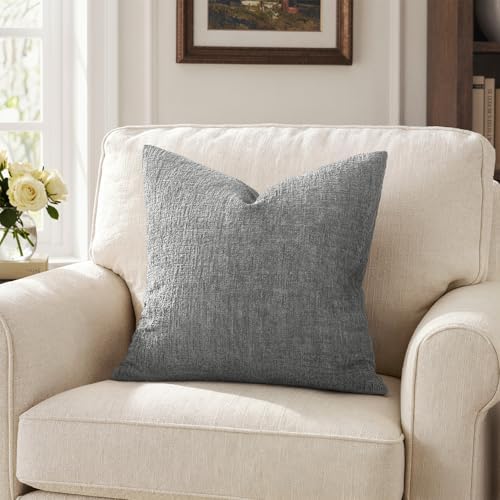 MIULEE Couch Pillow Covers Textured Chenille Home Decor 20x20 Medium Grey - Image 7
