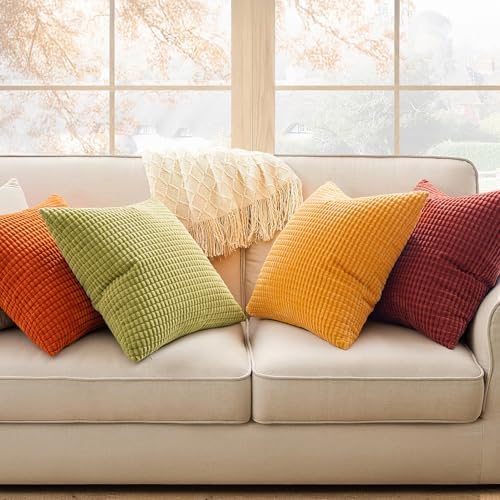 MIULEE Fall Decorative Pillow Covers 18x18 Inch Set of 4 Yellow Orange - Image 3