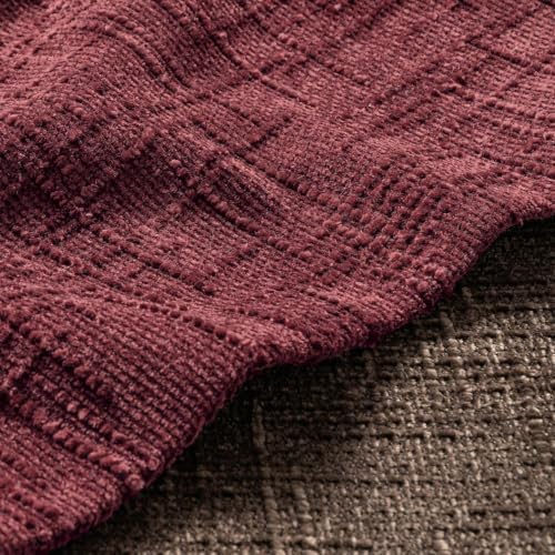MIULEE Chenille Textured Throw Pillow Covers Burgundy 20x20 Set of 2 - Image 2