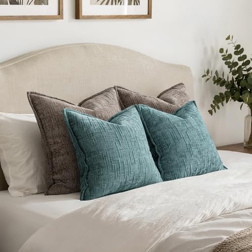 MIULEE Slubby Textured Decorative Throw Pillow Covers Teal 20x20 - Image 5