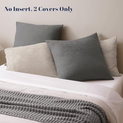 PHF Ultra Soft Waffle Weave Euro Shams 26" x 26", No Insert - Image 3