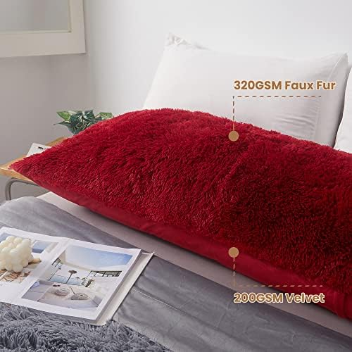 MEGO Luxury Fluffy Faux Fur Body Pillow Cover 20x54 - Image 5