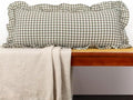 JoraLion Ruffled Lumbar Pillow Cover 14x36 Gingham Green by JoraLion