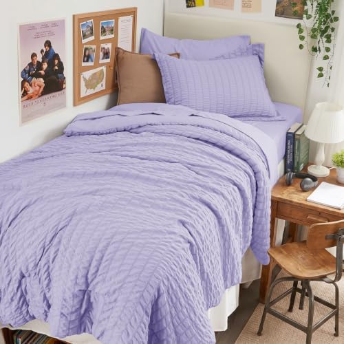 HYMOKEGE Light Purple Twin XL Comforter Set Seersucker 5 Pieces, All Season by HYMOKEGE