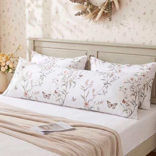 Bedorm 20 x 54 Body Pillow Cover Cotton Body Pillow Case Butterflies Botanical - Image 7