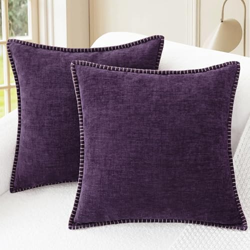 CaliTime Decorative Couch Throw Pillow Covers 18 X 18 Inches Plum Purple by CaliTime