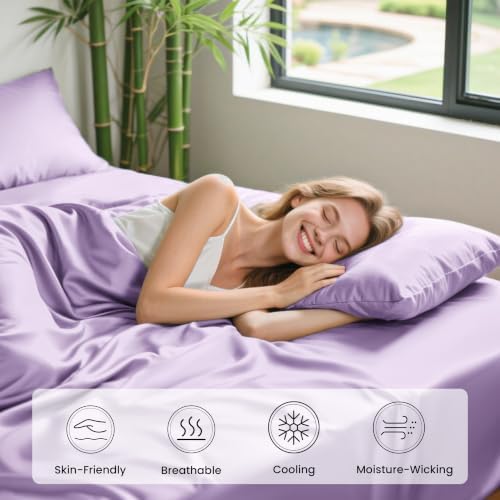 Love's cabin 4 Piece Queen Sheet Set, 100% Rayon Derived from Bamboo, Cooling & - Image 6