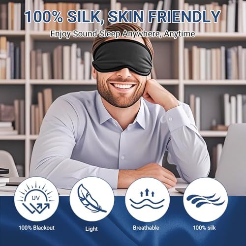 2 Pack Sleep Mask 100% Pure Mulberry Silk Eye Masks - Image 2