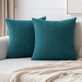 MIULEE Decorative Throw Pillow Covers 20x20 Teal Blue Textured Corduroy by MIULEE