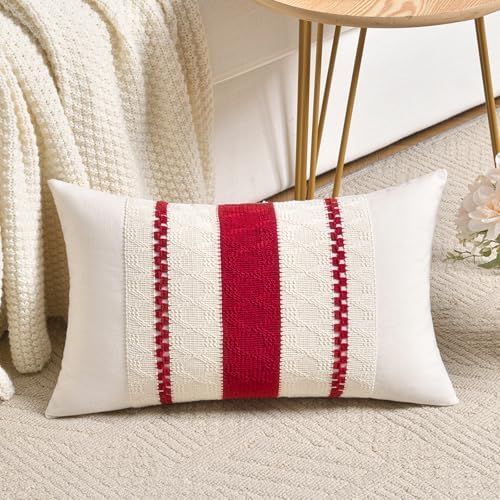 Fancy Homi Set of 1 Boho Red Long Lumbar Decorative Throw Pillow Cover 16x24 by Fancy+Homi