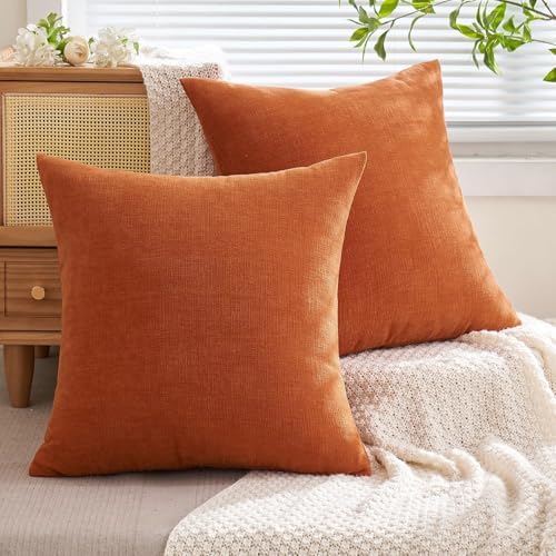MIULEE Fall Orange Chenille Couch Lumbar Throw Pillow Covers - Image 5