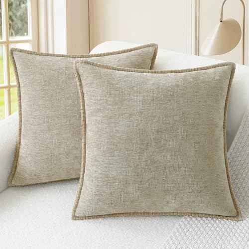 CaliTime Decorative Couch Throw Pillow Covers 24 X 24 Inches Light Taupe by CaliTime