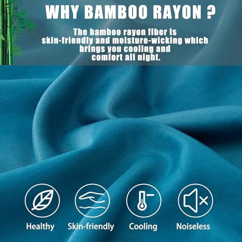 TELUS Blue Pillow Cases Queen Size 2 Pack, Bamboo Rayon Cooling Pillowcases - Image 4