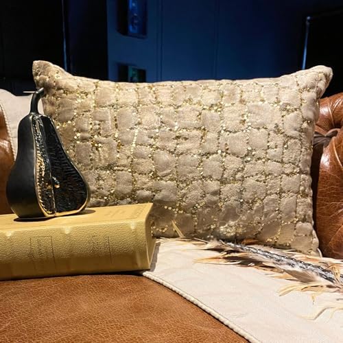 The HomeCentric Decorative Gold Pack of 2, Velvet Sequins & Animal Oblong Pillow - Image 6