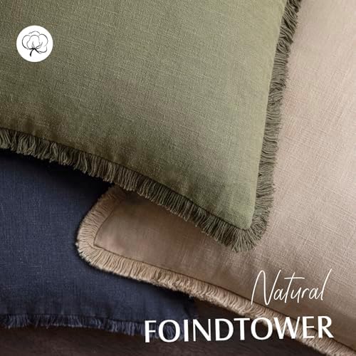 Foindtower Boho Linen Fringe Lumbar Throw Pillow Covers 12×20 Tan Beige - Image 4