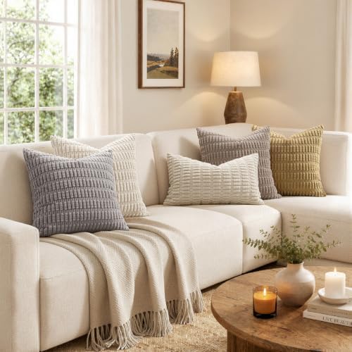 MIULEE Euro Sham Decorative Throw Pillow Covers 26x26 Cream White Pack of 2 - Image 5