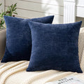 GAWAMAY Navy Blue Chenille Throw Pillow Covers 24x24 Set of 2 by GAWAMAY