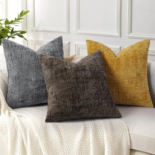 decorUhome Textured Chenille Throw Pillow Covers 26x26 Set of 2 Dark Brown - Image 4