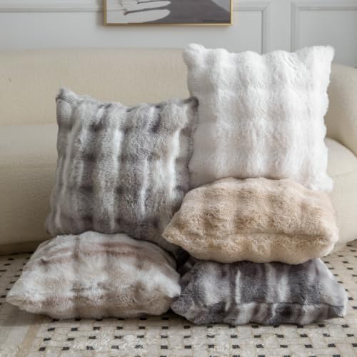MADIZZ Pack of 2 Thick Plush Faux Wool Throw Pillow Covers Soft Boho Throw - Image 5