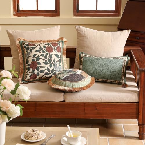 patdrea Designer Throw Pillow Covers Set of 2, French Elegant Green Linen - Image 7