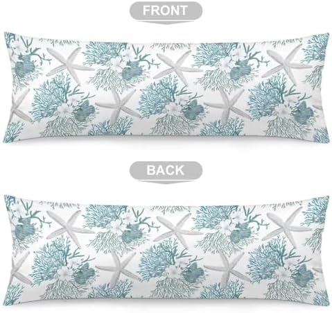 Nautical Starfish Body Pillow Cover, Summer Ocean Themed Long Pillow Case - Image 5
