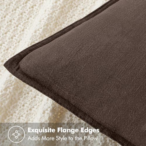MIULEE Decorative Linen Euro Sham Pillow Covers 24x24 Reddish Brown - Image 2