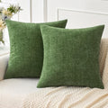 MIULEE Soft Chenille Throw Pillow Covers Moss Green 20x20 Inch Pack of 2 by MIULEE