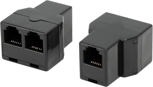 Uvital RJ12 6P6C 1 Female to 2 Female Telephone Line Splitters, Telephone Landline Cable Connector and Separator(Black,2 Pack)