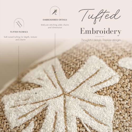 BlissBlush Throw Pillow Cover 20x20 Inch Indoor Outdoor, Jute-Look Floral - Image 4