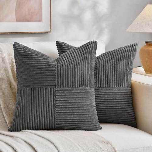 Fancy Homi 2 Packs Dark Gray Samll Decorative Throw Pillow Covers 14x14 Inch by Fancy+Homi