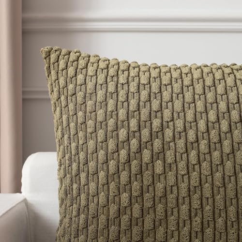 Kevin Textile Soft Corduroy 14"x36" Lumbar Pillow Cover 1 Pack, Olive Green - Image 3