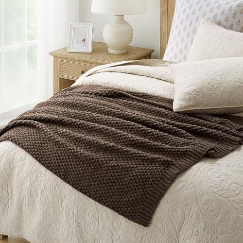EVERGRACEHOME Chunky Chenille Knit Throw Blanket, 60 x 80, Cocoa Brown - Image 6