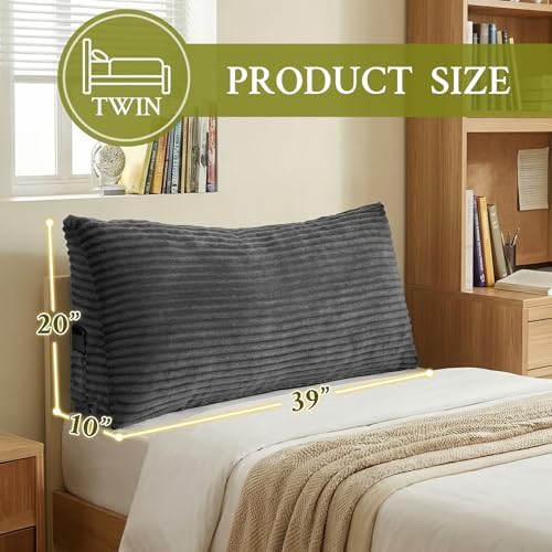 Headboard Pillow Twin, Headboard Wedge Pillow, Dark Grey - Image 2