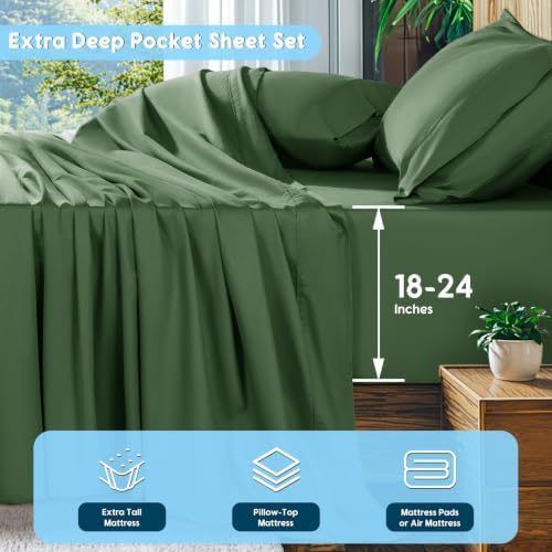 SONORO KATE 1000 Series 100% Egyptian Cotton Queen Sheets, Extra Deep Pocket - Image 2