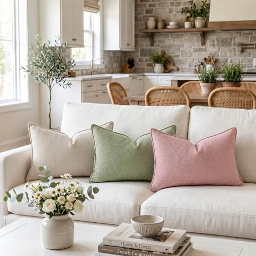 Fancy Homi Set of 2 Pink 12x20 Inch Soft Chenille Decorative Throw Pillow Covers - Image 2