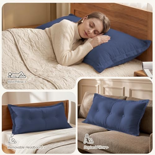 WOWMAX Headboard Pillow Twin XL Dorm Bolster Reading Pillow - Image 3
