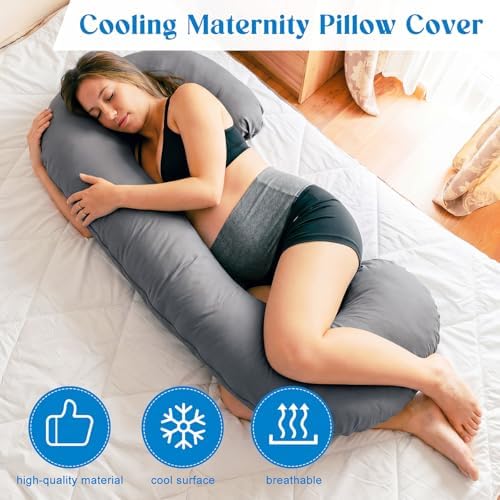 Hahafelt Cooling Pregnancy Pillow Cover 59 Inch Large C Shaped Full Body - Image 5
