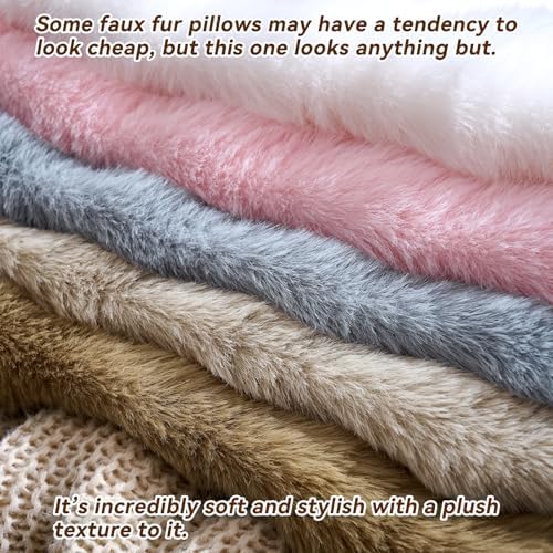 AmHoo Pack of 2 Throw Pillow Covers 3D Dense Faux Rabbit Fur Cozy Super Soft - Image 6