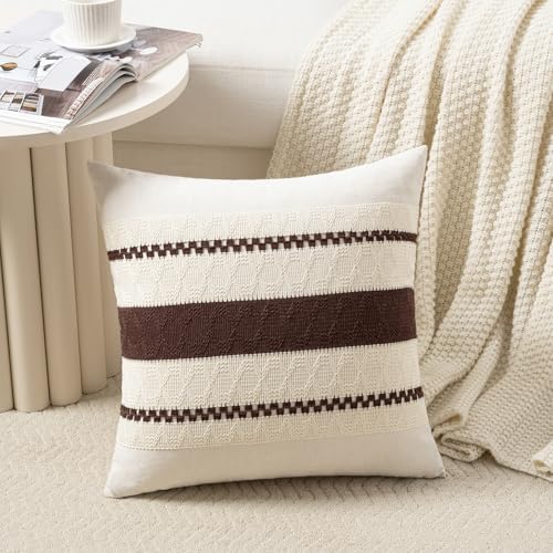 Fancy Homi Set of 2 Boho Brown Decorative Throw Pillow Cover 20x20 Inch - Image 2