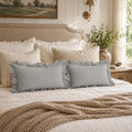 JoraLion Ruffled Throw Pillow Cover 12x20 Solid Light Gray by JoraLion