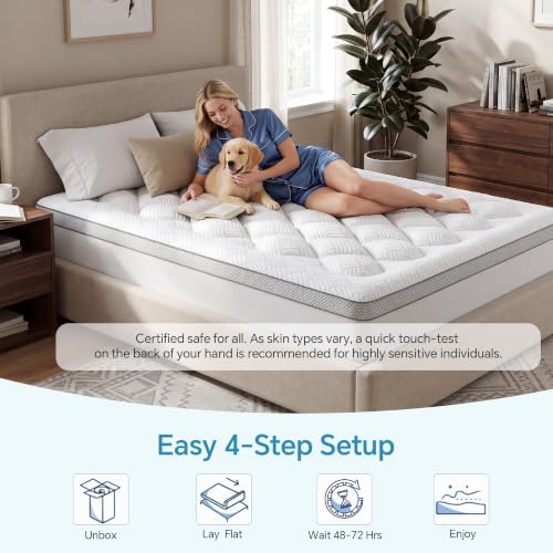 3 Inch Thick Full Mattress Topper, Viscose Derived from Bamboo - Image 6