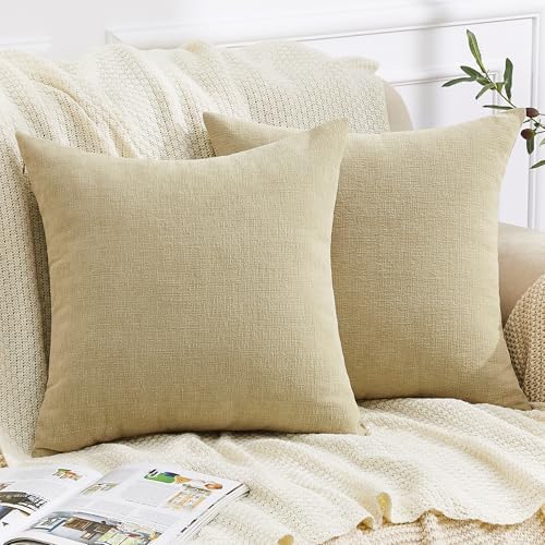 GAWAMAY Khaki Chenille Throw Pillow Covers 24x24 Set of 2 by GAWAMAY