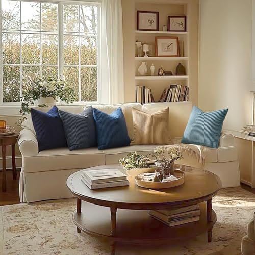 MIULEE Decorative Corduroy Throw Pillow Covers Set of 2 16x16 Beige - Image 6
