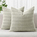 MIULEE Corduroy Decorative Throw Pillow Covers 20x20 Light Green Pack of 2 by MIULEE