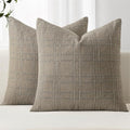 MIULEE Linen Plaid Pillow Covers Decorative Euro 22x22 Tan Taupe by MIULEE